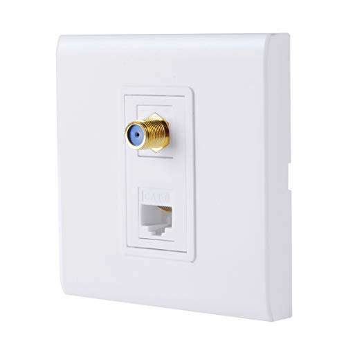 F-Typ Koaxial-Stecker Ethernet Netzwerkblende Wandplatte Dual 2 Port Combo - Video Koax F-Stecker mit Cat5e Cat6 RJ45 Buchse Verkabelung Stecker Dekorative Abdeckung Steckdosenleiste F-Typ Koaxial-Stecker Ethernet Netzwerkblende Wandplatte Dual 2 Port Combo - Video Koax F-Stecker mit Cat5e Cat6 RJ45 Buchse Verkabelung Stecker Dekorative Abdeckung Steckdosenleiste von TENINYU
