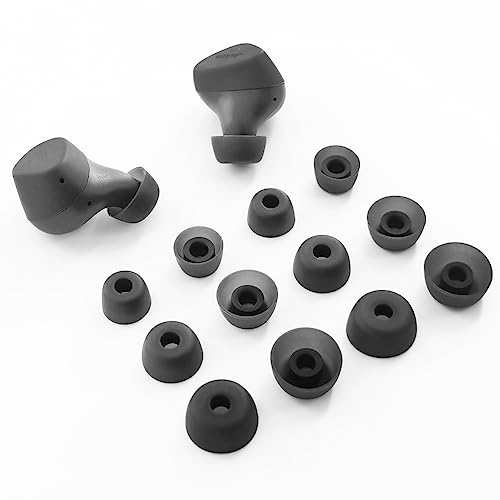 TENNMAK Ohrstöpsel Ersatz für Jabra Elite 3 4,4 Active,5,7 Pro,7 Active,75t,Active 75t Kopfhörer,6 Paare (schwarz,dunkelgrau) von TENNMAK
