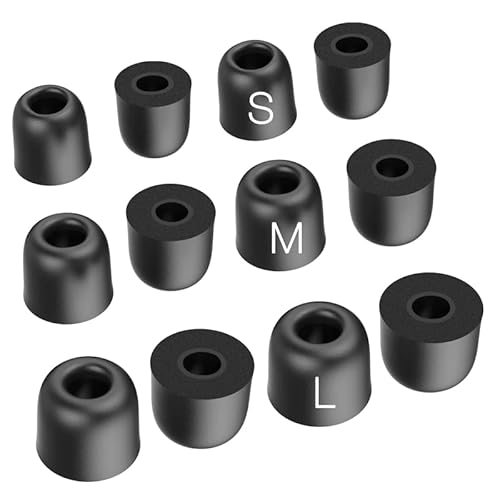 TENNMAK Ersatz-Ohrstöpsel aus Memory-Schaum, für 4,6 mm - 6,1 mm Düse in Ear TWS-Kopfhörer mit PP-Gehäuse (4,5 mm klein/mittel/groß), 12 Stück von TENNMAK