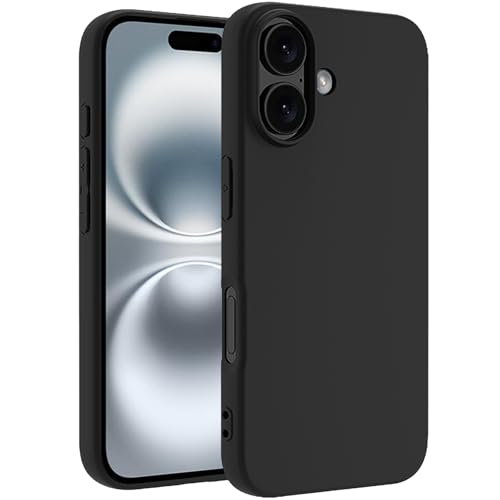 TENOC Handyhülle Kompatibel mit iPhone 16 Plus, Schwarz Hülle Anti-Fingerabdruck Schutzhülle Bumper Matte Cover für 6,7 Zoll von TENOC