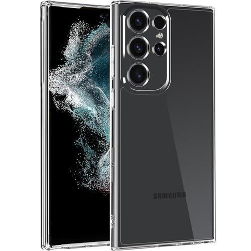 TENOC Handyhülle für Samsung Galaxy S22 Ultra, Klare Hülle, Vergilbungsfrei, Schutzhülle Bumper Hard Back Cover von TENOC