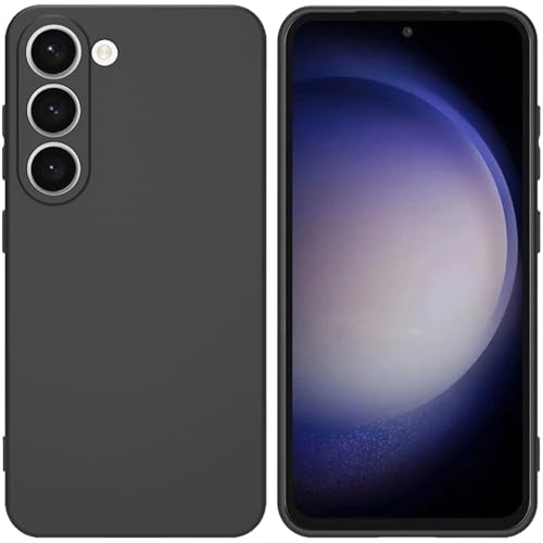 TENOC Handyhülle für Samsung Galaxy S23, Schwarz Hülle Anti-Fingerabdruck Schutzhülle Bumper Matte Cover von TENOC