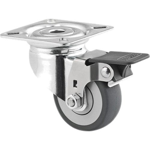 TENTE 2475 PJP 050 P40 Schwenkrolle mit Bremse, grau, 50 mm von TENTE