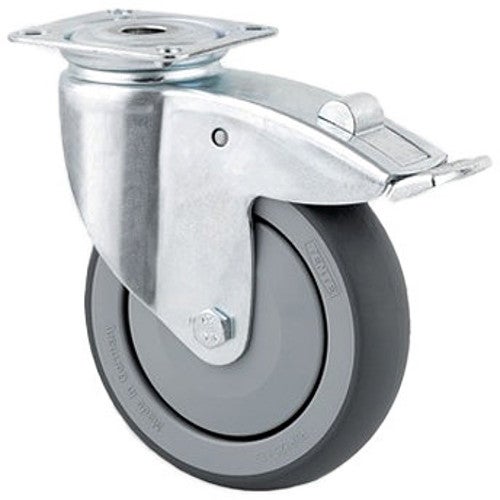 TENTE 2477 PJP 125 P50 Schwenkrolle mit Bremse, grau, 125 mm von TENTE