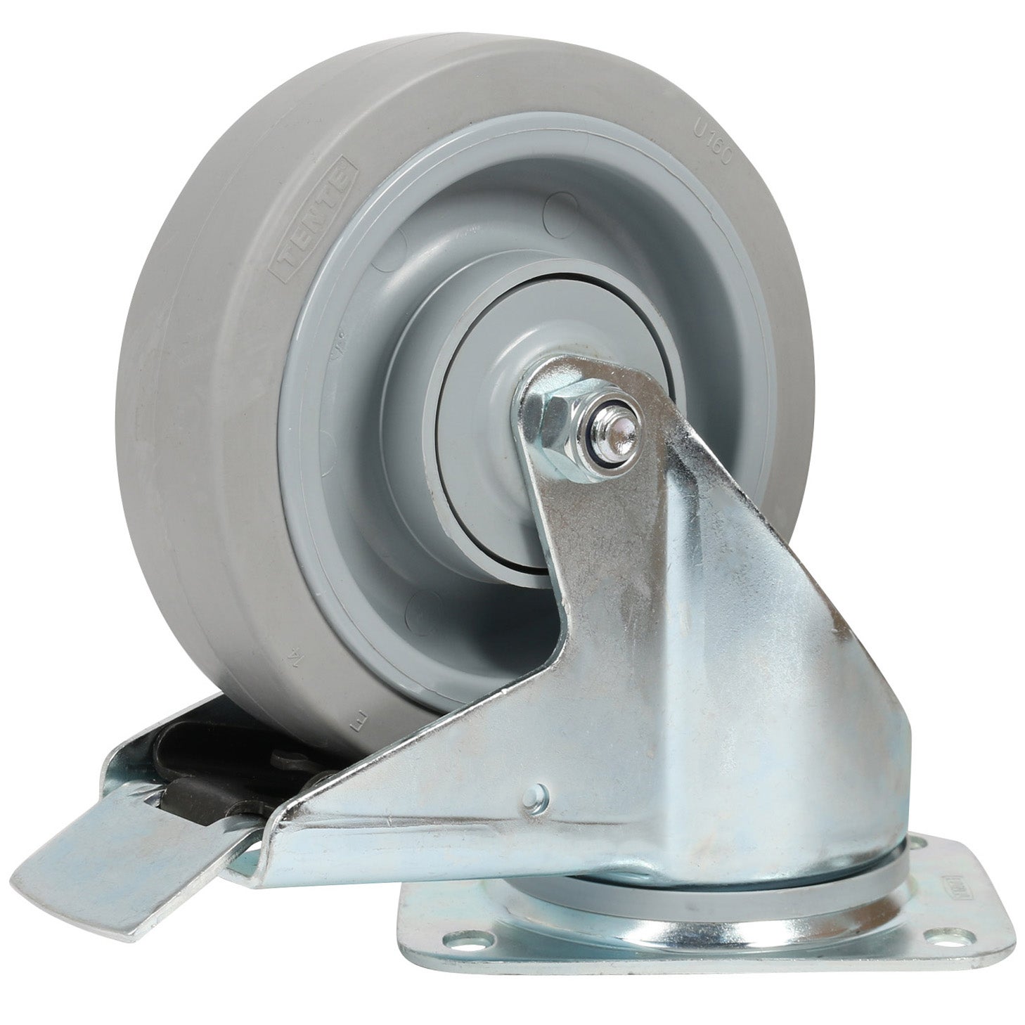 TENTE 3477 UFP 160 P63 Schwenkrolle mit Bremse, grau, 160 mm von TENTE
