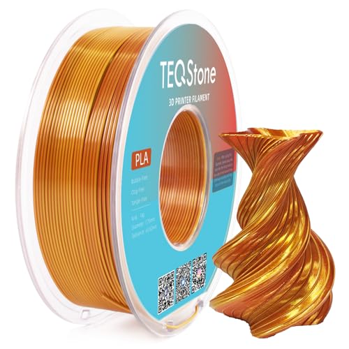 TEQStone 2-Farb Silk PLA Filament 1.75mm 1KG Gold Kupfer, Hochglänzende Oberfläche, Nahtlose Farbübergänge, Sauber Gewickelt Maßgenauigkeit +/-0.02mm von TEQStone
