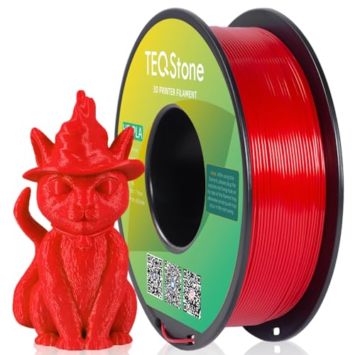 TEQStone HS-PLA Filament 1,75mm 1KG Rot, Bis 300mm/s Schnelles Drucken, Durchmesser +/- 0.02mm, Vakuumverpackt, Kompatibel mit Hochgeschwindigkeits-FDM 3D Druckern und AMS von TEQStone