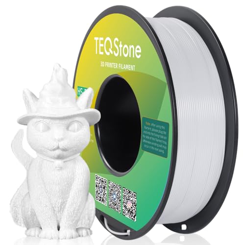 TEQStone HS-PLA Filament 1,75mm 1KG Weiß, Bis 300mm/s Schnelles Drucken, Durchmesser +/- 0.02mm, Vakuumverpackt, Kompatibel mit Hochgeschwindigkeits-FDM 3D Druckern und AMS von TEQStone