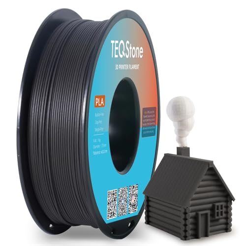 TEQStone Holz Filament PLA 1,75mm Schwarz 1Kg Spule (Ebenholz Farbeton), 15% Echte Holzfaser-Einlage, Durchmesser +/-0,02mm 3D Drucker Filament in Vakuumverpackung von TEQStone