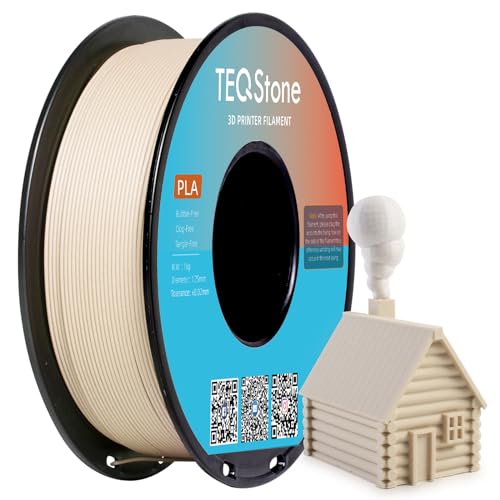 TEQStone Holz Filament PLA 1,75mm Weiß 1Kg Spule (Pappel Farbeton), 15% Echte Holzfaser-Einlage, Durchmesser +/-0,02mm 3D Drucker Filament in Vakuumverpackung von TEQStone