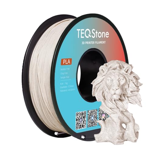 TEQStone PLA Filament 1,75mm Marmor Braun, Steinähnliche Oberfläche, Maßgenauigkeit +/- 0,03 mm, 3D Drucker Filament Marble PLA 1 Kg Spule Vakuumverpackung von TEQStone