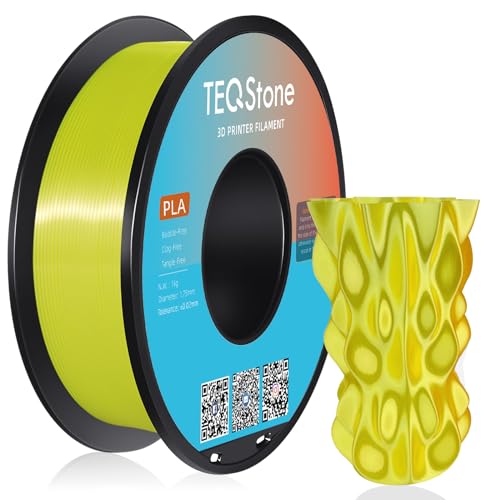 TEQStone Silk PLA Filament 1,75mm Gelb 1KG, Hochglänzende Oberfläche, Sauber Gewickelt, Maßhaltigkeit +/-0,02mm Vakuumverpackung von TEQStone