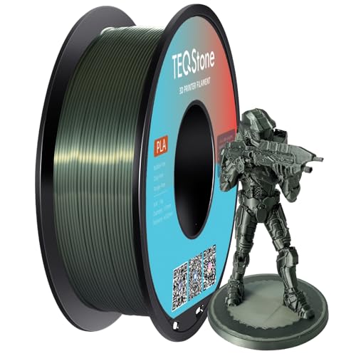 TEQStone Silk PLA Filament 1.75mm Bronze Grün 1KG, Maßhaltigkeit +/-0.02mm Spule Sauber Gewickelt 3D Drucker Filament Vakuumverpackung von TEQStone