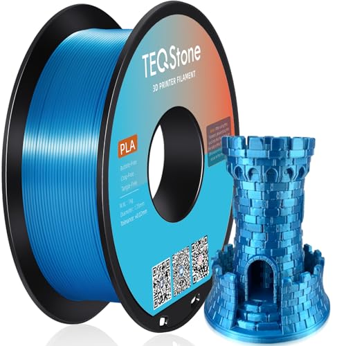 TEQStone Silk PLA Filament 1.75mm Hellblau (Himmel Blau) 1KG, Hochglänzende Oberfläche, Sauber Gewickelt, Maßhaltigkeit +/-0.02mm Vakuumverpackung von TEQStone