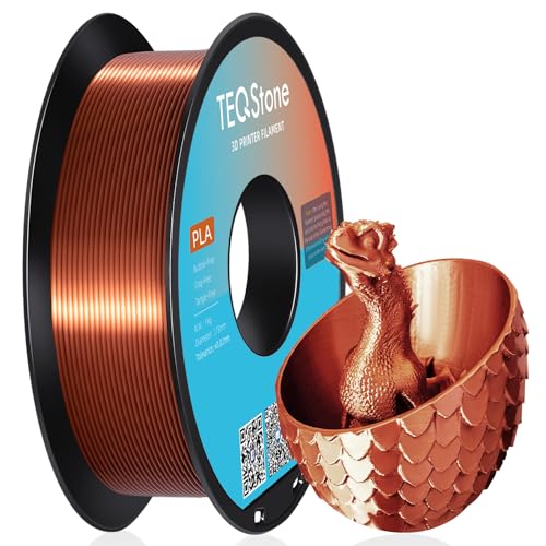 TEQStone Silk PLA Filament 1.75mm Kupfer 1KG, Maßhaltigkeit +/-0.02mm Spule Sauber Gewickelt 3D Drucker Filament Vakuumverpackung von TEQStone