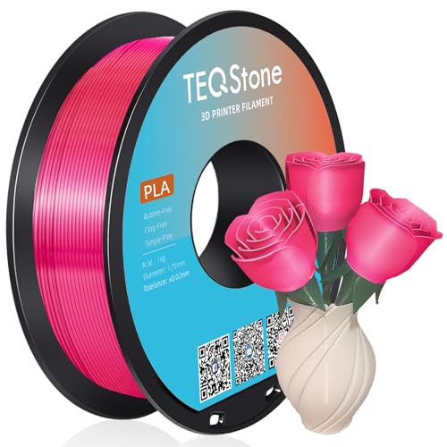 TEQStone Silk PLA Filament 1.75mm Rosa (Magenta) 1KG, Hochglänzende Oberfläche, Sauber Gewickelt, Maßhaltigkeit +/-0.02mm Vakuumverpackung von TEQStone
