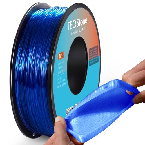 TEQStone TPU Filament 1.75mm Blau 1Kg Spule 95A Flexibel Weiches 3D Drucker Filament Maßgenauigkeit +/-0.03mm Vakuumverpackung von TEQStone