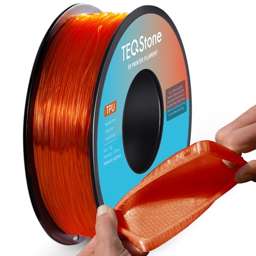 TEQStone TPU Filament 1.75mm Orange 1Kg Spule 95A Flexibel Weiches 3D Drucker Filament Maßgenauigkeit +/-0.03mm Vakuumverpackung von TEQStone