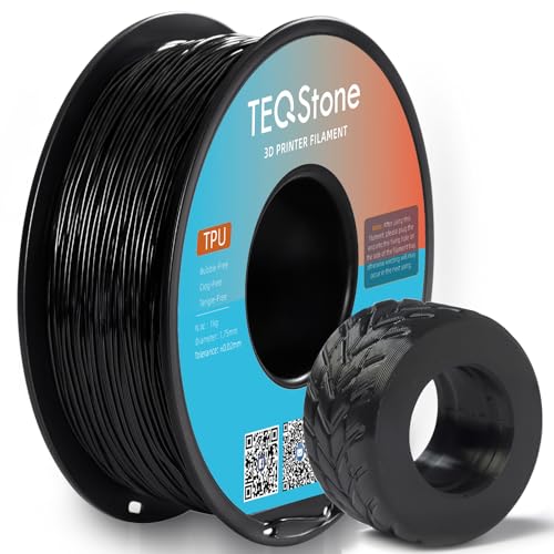 TEQStone TPU Filament 1.75mm Schwarz 1Kg Spule 95A Flexibel Weiches 3D Drucker Filament Maßgenauigkeit +/-0.03mm Vakuumverpackung von TEQStone