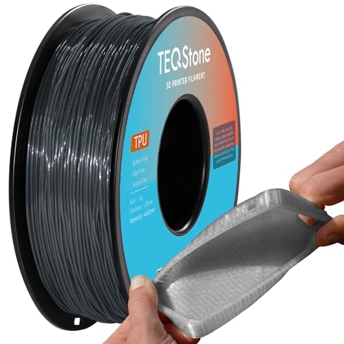 TEQStone TPU Filament 1.75mm Silber 1Kg Spule 95A Flexibel Weiches 3D Drucker Filament Maßgenauigkeit +/-0.03mm Vakuumverpackung von TEQStone