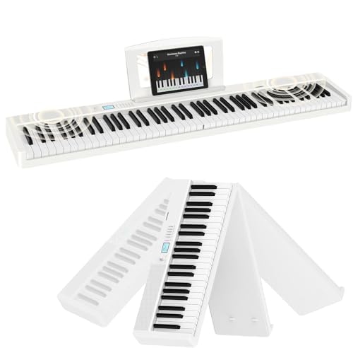 TERENCE E Piano 88 Tasten Weiß, Keyboard Piano mit Halbgewichtet, Faltbares Klavier mit Aufnahme und Bluetooth-Unterstützung, mit Pedal und 4-Einheiten-Lautsprecher, Bevorzugte Wahl für Anfänger TERENCE E Piano 88 Tasten Weiß, Keyboard Piano mit Halbgewichtet, Faltbares Klavier mit Aufnahme und Bluetooth-Unterstützung, mit Pedal und 4-Einheiten-Lautsprecher, Bevorzugte Wahl für Anfänger von TERENCE