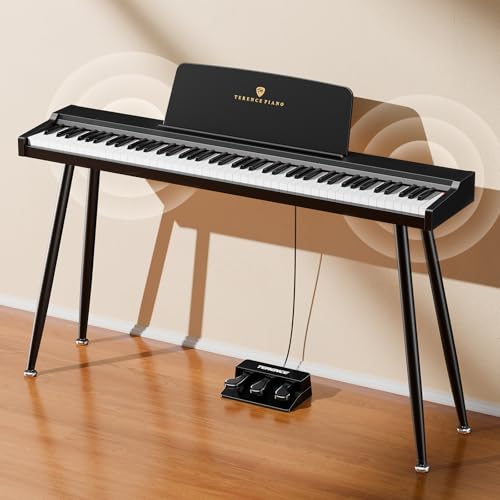 TERENCE Keyboard E-Piano 88 Tasten digitales halbgewichtetes Keyboard-Piano in voller Größe für Anfänger und Profis mit hochwertigem Klang MIDI-Anschluss Kopfhöreranschluss Dreifachpedal TERENCE Keyboard E-Piano 88 Tasten digitales halbgewichtetes Keyboard-Piano in voller Größe für Anfänger und Profis mit hochwertigem Klang MIDI-Anschluss Kopfhöreranschluss Dreifachpedal von TERENCE