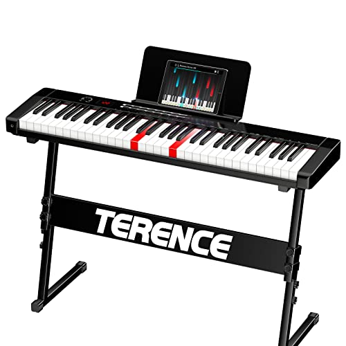 TERENCE Piano 61 Tasten mit Klavierständer e-piano mit 1750mAh Batterie unterstützung MIDI USB-Schnittstelle Piano-Anwendung mit Bluetooth Notenständer Aufkleber Audiokabel Kopfhörer Netzteil Schwarz TERENCE Piano 61 Tasten mit Klavierständer e-piano mit 1750mAh Batterie unterstützung MIDI USB-Schnittstelle Piano-Anwendung mit Bluetooth Notenständer Aufkleber Audiokabel Kopfhörer Netzteil Schwarz von TERENCE