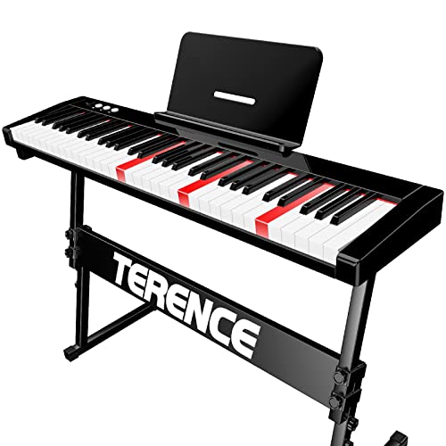 TERENCE Piano mit 61 Tasten Klaviertastatur mit Klavierständer und 1800mAh Akku Beleuchtete Tastatur MIDI Funktion Piano-Anwendung Bluetooth Notenständer Aufkleber Audiokabel Kopfhörer Netzteil TERENCE Piano mit 61 Tasten Klaviertastatur mit Klavierständer und 1800mAh Akku Beleuchtete Tastatur MIDI Funktion Piano-Anwendung Bluetooth Notenständer Aufkleber Audiokabel Kopfhörer Netzteil von TERENCE