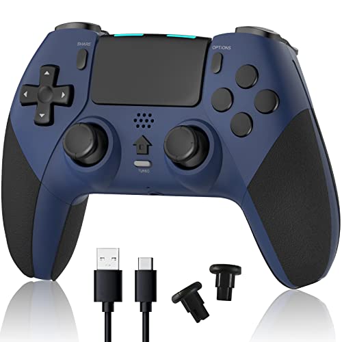 TERIOS Wireless Controller für PS4, Gamepad Controller, kompatibel mit PS4/Pro/Slim/, mit Doppelstoß-/Stereo-Headset-Buchse/Touchpad/Sechs-Achsen-Bewegungssteuerung (blau) von TERIOS