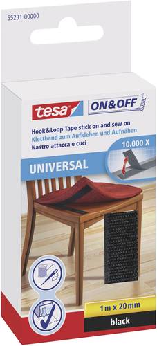 TESA On & Off 55231-00-01 Klettband zum Aufkleben, zum Aufnähen Haft- und Flauschteil (L x B) 1000m von TESA On & Off