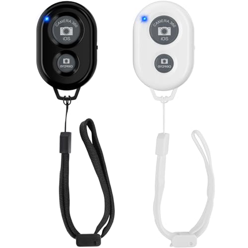 TESECU Bluetooth Fernbedienung, Handy Bluetooth Selfie Remote Control, Fernauslöser Selbstauslöser Fernbedienung für iOS, Android Smartphone, Schwarz, Weiß (2 Stück) von TESECU