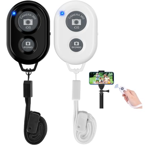 TESECU Bluetooth Fernbedienung, Handy Bluetooth Selfie Remote Control, Fernauslöser Selbstauslöser Fernbedienung für iOS, Android Smartphone, Schwarz, Weiß (2 Stück) von TESECU