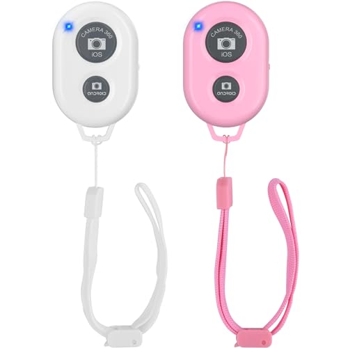 TESECU Bluetooth Fernbedienung, Handy Bluetooth Selfie Remote Control, Fernauslöser Selbstauslöser Fernbedienung für iOS, Android Smartphone, Weiß, Rosa (2 Stück) von TESECU