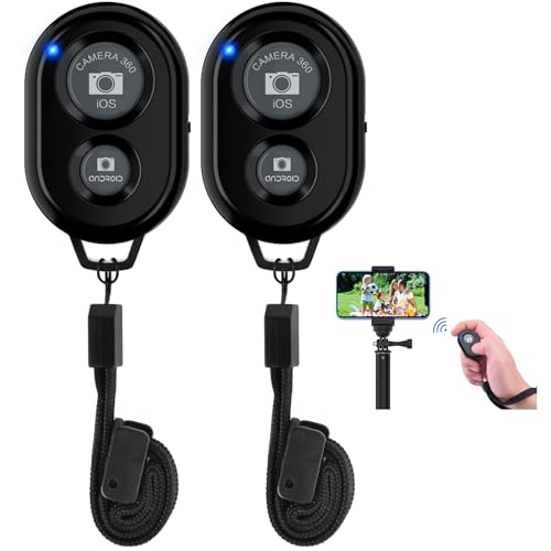 TESECU Bluetooth Fernbedienung, Handy Bluetooth Selfie Remote Control, Fernauslöser Selbstauslöser Fernbedienung für iOS, Android Smartphone (Bluetooth Fernbedienung Schwarz - 2pcs) von TESECU