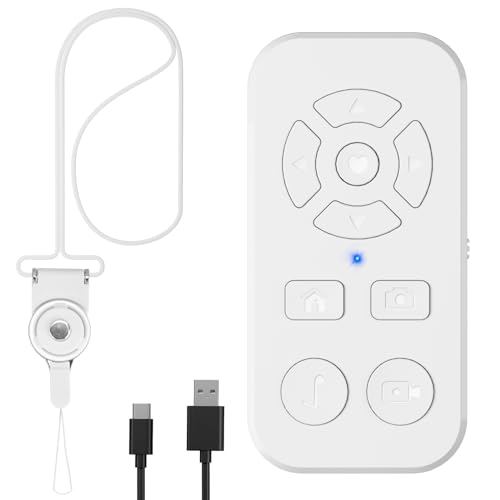 Tik Tok Bluetooth Fernbedienung für Kurze Videos und Kindle App(Nur Mobile Version), Handy Bluetooth Selfie Remote Control, Bluetooth-Fernbedienung für Serfie Video mit iPhone, Android, Weiß von TESECU