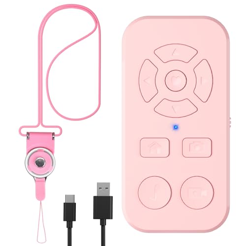 Tik Tok Bluetooth Fernbedienung für Kurze Videos und Kindle App(Nur Mobile Version), Handy Bluetooth Selfie Remote Control, Bluetooth-Fernbedienung für Serfie Video mit iPhone, iPad, Android (Rosa) von TESECU