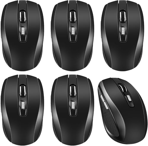 TESIN Kabellose Maus für Laptop, 1200 dpi, Computermaus mit 6 Tasten, 2,4 G kabellose Masse mit USB-Empfänger, schwarze Mäuse für Laptop, PC, Computer, 6 Stück TESIN Kabellose Maus für Laptop, 1200 dpi, Computermaus mit 6 Tasten, 2,4 G kabellose Masse mit USB-Empfänger, schwarze Mäuse für Laptop, PC, Computer, 6 Stück von TESIN
