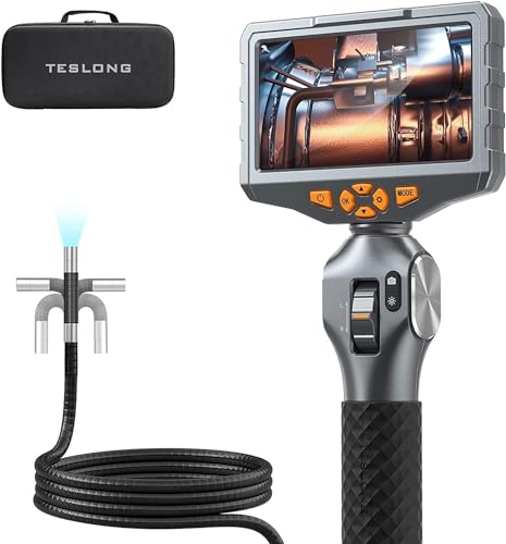 Teslong Endoskopkamera mit Licht, 6.5mm 210° Drehbar Endoskopkamera, Endoskop 5.0 Zoll LCD-Bildschirm, Endoskopkamera beweglicher Kopf, Inspektionskamera Rohrkamera mit LED-Leuchten (1.55 Meter) von TESLONG