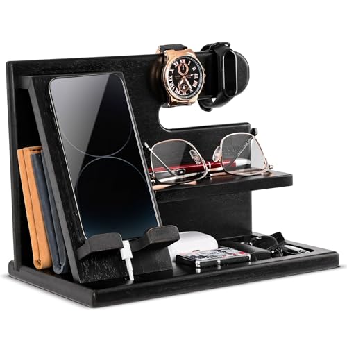 TESLYAR Handy-Dockingstation aus Holz, Nachttisch-Organizer, Schreibtisch-Organizer für Ehemann, Geburtstagsgeschenke für Männer oder Vater, Idee für Jahrestag, Schlüsselhalter, Ständer für Geldbörs TESLYAR Handy-Dockingstation aus Holz, Nachttisch-Organizer, Schreibtisch-Organizer für Ehemann, Geburtstagsgeschenke für Männer oder Vater, Idee für Jahrestag, Schlüsselhalter, Ständer für Geldbörs von TESLYAR