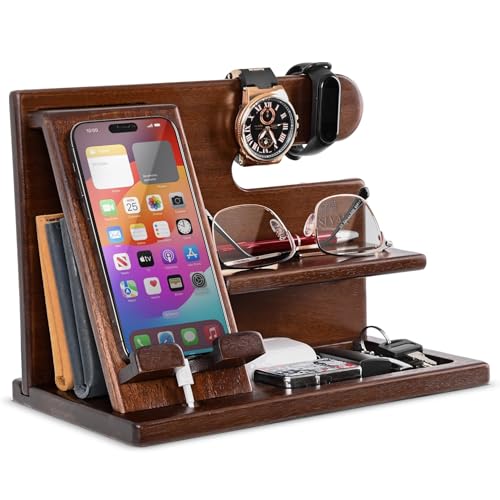 TESLYAR Handy-Dockingstation aus Holz für Männer – Schreibtischzubehör & Arbeitsplatz-Organizer – Nachttisch-Organizer – Geburtstagsgeschenk für Männer oder Väter – Idee für Jahrestag – TESLYAR Handy-Dockingstation aus Holz für Männer – Schreibtischzubehör & Arbeitsplatz-Organizer – Nachttisch-Organizer – Geburtstagsgeschenk für Männer oder Väter – Idee für Jahrestag – von TESLYAR
