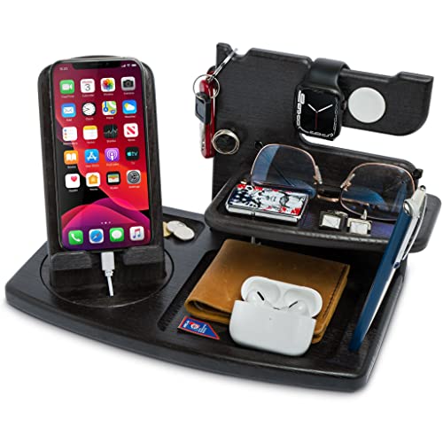 TESLYAR Holz Rotierend Telefon Dockingstation Kompatibel mit iWatch Asche Baum Geldbörsenständer & Uhren Organisator Herren Geschenk Ehemann Jubiläum Vater Geburtstag Vater Mann Gadgets (Schwarz) TESLYAR Holz Rotierend Telefon Dockingstation Kompatibel mit iWatch Asche Baum Geldbörsenständer & Uhren Organisator Herren Geschenk Ehemann Jubiläum Vater Geburtstag Vater Mann Gadgets (Schwarz) von TESLYAR