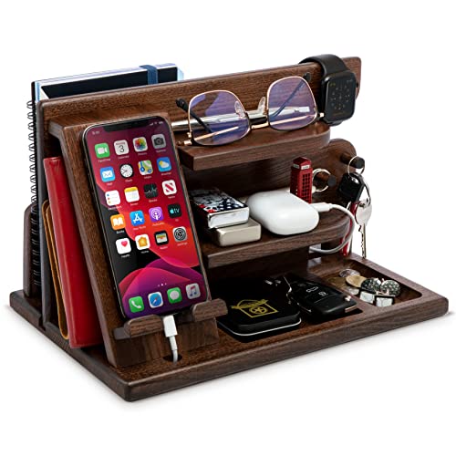TESLYAR Holz Telefon Dockingstation & Schreibtisch Organizer Holz mit Schlüsselhaken/Handy Ständer Bernstein mit Schlüssel Organizer - Sinnvolle Geschenke für Männer, Männer Geschenke Geburtstag TESLYAR Holz Telefon Dockingstation & Schreibtisch Organizer Holz mit Schlüsselhaken/Handy Ständer Bernstein mit Schlüssel Organizer - Sinnvolle Geschenke für Männer, Männer Geschenke Geburtstag von TESLYAR