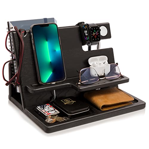 TESLYAR Schreibtisch Organizer Holz mit Handy Ständer und Schlüssel Organizer / Holz Telefon Dockingstation Schwarz - Geschenkideen für Männer & Frauen, Männer Geschenke Geburtstag , Herren Geschenke TESLYAR Schreibtisch Organizer Holz mit Handy Ständer und Schlüssel Organizer / Holz Telefon Dockingstation Schwarz - Geschenkideen für Männer & Frauen, Männer Geschenke Geburtstag , Herren Geschenke von TESLYAR