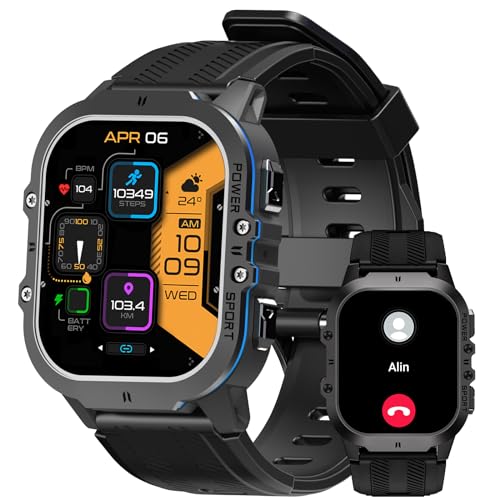 TESOFIT Smartwatch Herren mit Telefonfunktion,1,85 Zoll AMOLED Display,60+ Tage Batterie, Fitnessuhr mit Bluetooth Anrufe，50M wasserdicht, 24/7 Schlafüberwachung,123 Sportmodi für Android iPhone von TESOFIT