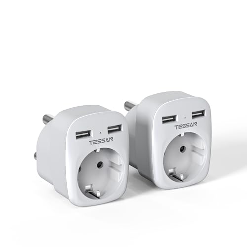 TESSAN 2 Pack Adapter südafrika mit USB, 3 in 1 Reiseadapter Südafrika, 1 Fach Steckdosenadapter Südafrika mit 2 USB, 2500W Reisestecker Namibia, Adapter Typ M für Südafrika, Namibia, Lesotho von TESSAN