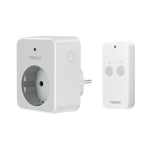 TESSAN Funksteckdose mit Fernbedienung, Steckdose mit Fernbedienung 30,5M Reichweite, 3600W innen, Schaltbare mit Magnetische, Programmierbar von TESSAN
