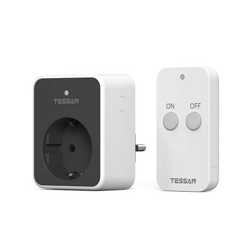 TESSAN Funksteckdosen mit Fernbedienung 30,5M, 3600W Stecker mit Fernbedienung, Platzsparende Steckdose, Schaltbare Funksteckdose Steckdose für Lampe und Haushaltsgeräte, Schwarz TESSAN Funksteckdosen mit Fernbedienung 30,5M, 3600W Stecker mit Fernbedienung, Platzsparende Steckdose, Schaltbare Funksteckdose Steckdose für Lampe und Haushaltsgeräte, Schwarz von TESSAN