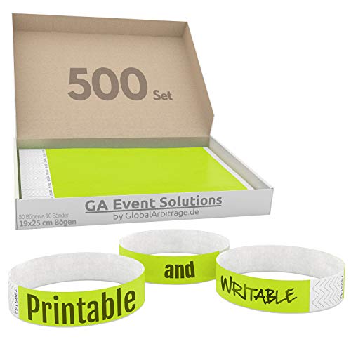 500 Eintrittsbänder aus Tyvek zum selbst gestalten und bedrucken in Neon Gelb von GA Event Solutions - Party Einlassbänder, Festival Armbänder für dein Event 500 Eintrittsbänder aus Tyvek zum selbst gestalten und bedrucken in Neon Gelb von GA Event Solutions - Party Einlassbänder, Festival Armbänder für dein Event von Global Arbitrage Event Solutions