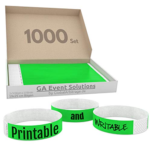 Global Arbitrage Event Solutions GA Event Solutions Einstiegsband von Tyvek, grün 1000 Stück grün von Global Arbitrage Event Solutions