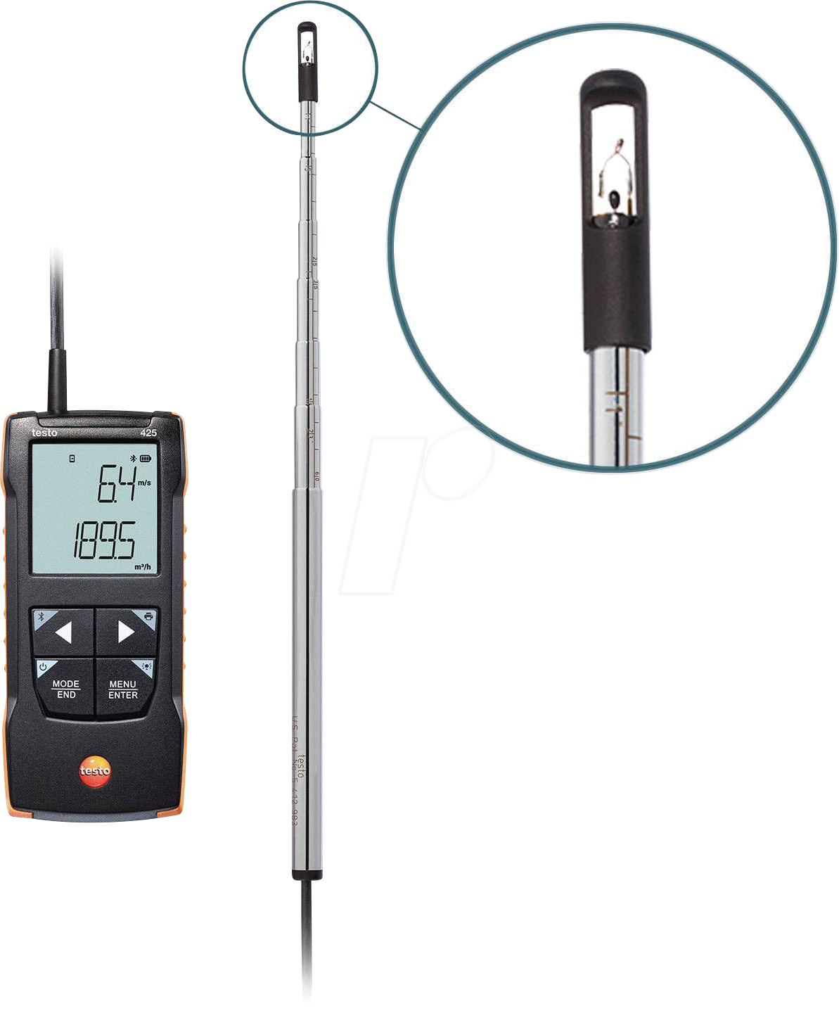 TESTO 0563 0425 - Digitales Hitzdraht-Anemometer testo 425, -20 bis +70 °C von TESTO